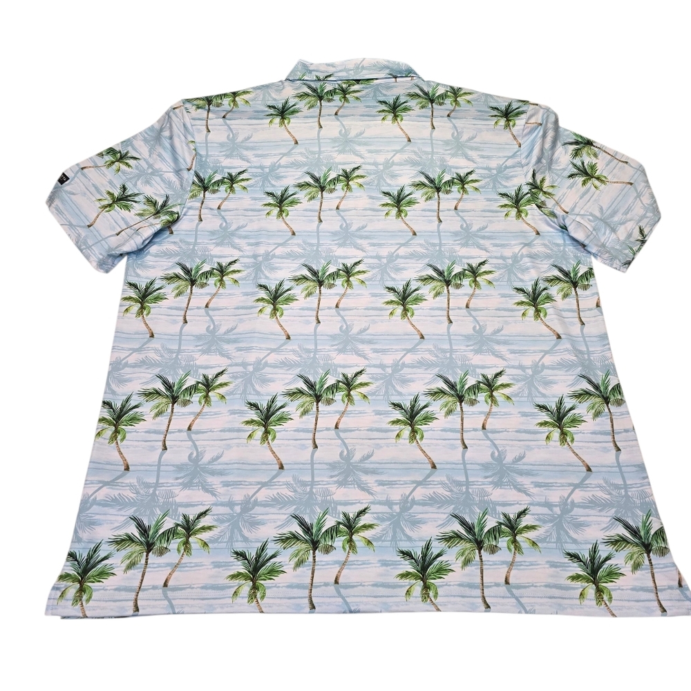 NWT Yatta Golf Makani Olu Olu Performance S/S Polo, Palm Tree AOP, Men's Sz 3XL - Picture 8 of 13